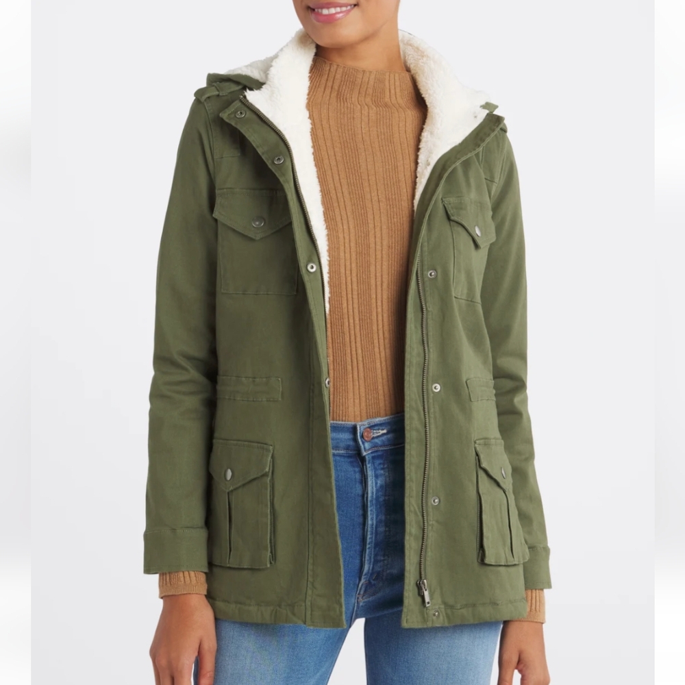 Market & Spruce Kathleen Shearling Lined Cargo Jacket